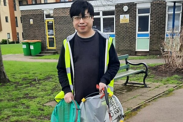 Nicholas litter picking in Larkfield. Nicholas litter picking